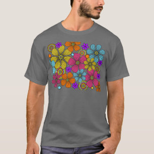 70er Retro Blume Power Design T-Shirt