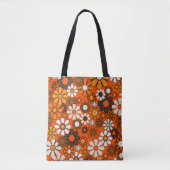 70er Retro Blumen Braun Orange Boho Tasche (Vorderseite)