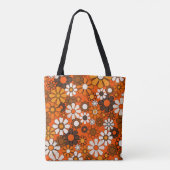 70er Retro Blumen Braun Orange Boho Tasche (Rückseite)
