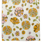 70er Retro-Blumenmuster Duschvorhang (Vorderseite)