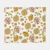 70er Retro-Blumenmuster Fleecedecke (Vorderseite (Horizontal))