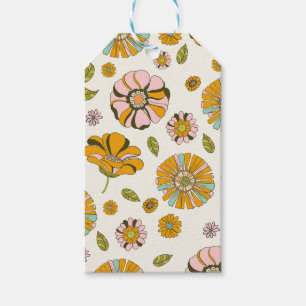 70er Retro-Blumenmuster Geschenkanhänger