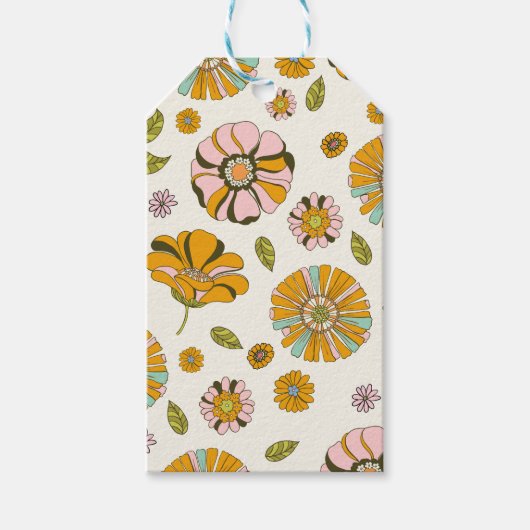 70er Retro-Blumenmuster Geschenkanhänger (Vorderseite)