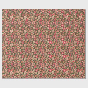 70er Retro-Blumenmuster Geschenkpapier