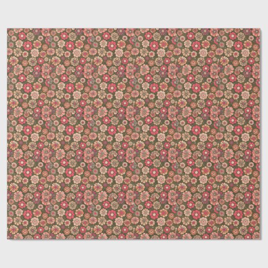 70er Retro-Blumenmuster Geschenkpapier (Flach)