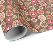70er Retro-Blumenmuster Geschenkpapier (Rolleneckpunkt)