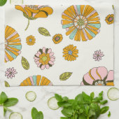 70er Retro-Blumenmuster Geschirrtuch (Gefaltet)