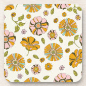 70er Retro-Blumenmuster Getränkeuntersetzer (Vorderseite)