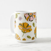 70er Retro-Blumenmuster Kaffeetasse (Vorderseite Links)