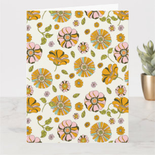70er Retro-Blumenmuster Karte
