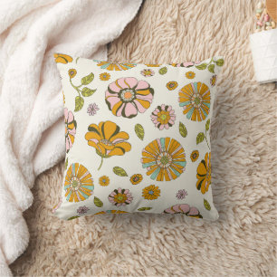 70er Retro-Blumenmuster Kissen