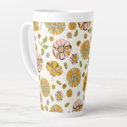 70er Retro-Blumenmuster Milchtasse (Linke Ecke)