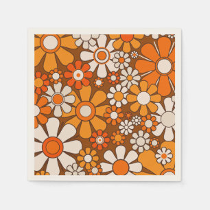 70er Retro Blumenmuster mit Blume aus den 70er Jah Serviette