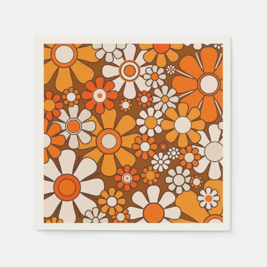 70er Retro Blumenmuster mit Blume aus den 70er Jah Serviette (Vorderseite)