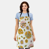 70er Retro-Blumenmuster Schürze (Getragen)