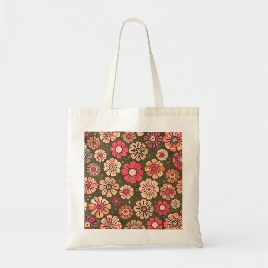 70er Retro-Blumenmuster-Tasche Tragetasche (Vorne)