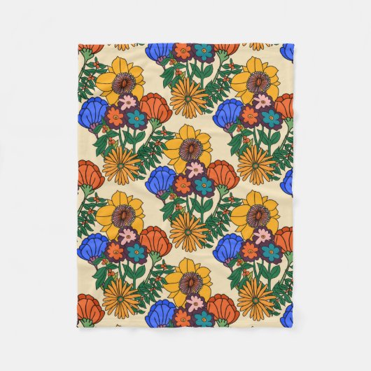 70er Retro Blumenperle - Mittelalter Moderne Fleecedecke (Vorderseite)