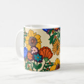 70er Retro Blumenperle - Mittelalter Moderne Kaffeetasse (Vorderseite Links)