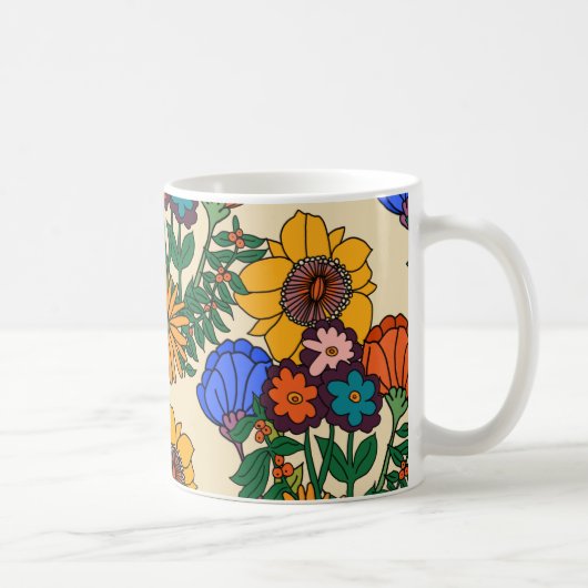 70er Retro Blumenperle - Mittelalter Moderne Kaffeetasse (Rechts)