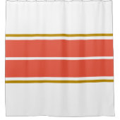 70er Retro Bold Twin Orange White Racing Stripes Duschvorhang (Vorderseite)