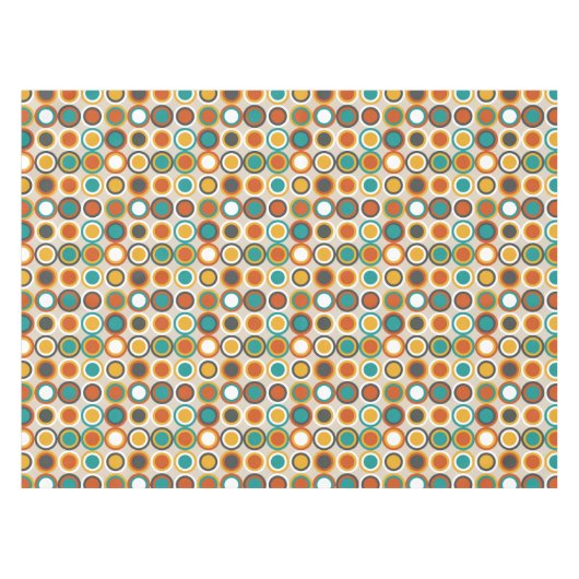 70er Retro Circles Muster Orange Brown Aquamarin Tischdecke (Vorderseite (Horizontal))