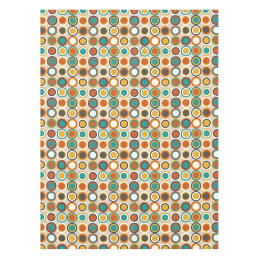 70er Retro Circles Muster Orange Brown Aquamarin Tischdecke (Vorderseite)
