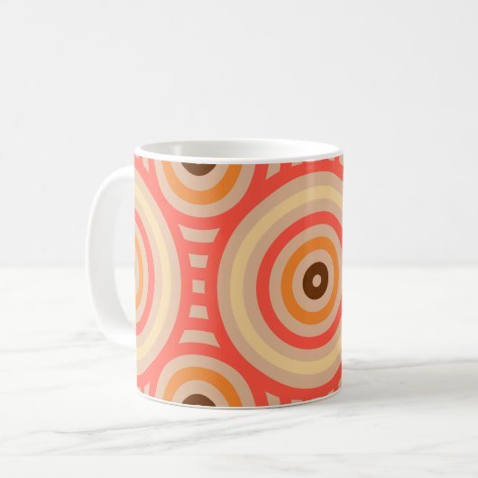 70er Retro Circular Geometric Pattern. Kaffeetasse (Vorderseite Links)