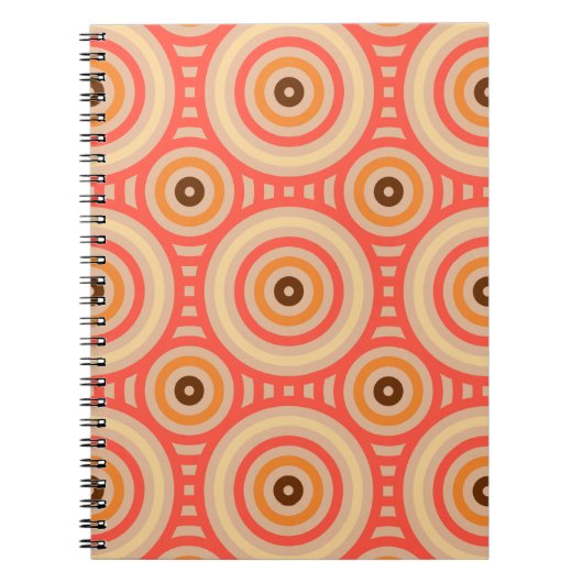 70er Retro Circular Geometric Pattern. Notizblock (Vorderseite)