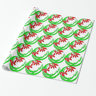 70er Retro-Deco-Blumenmotiv Geschenkpapier