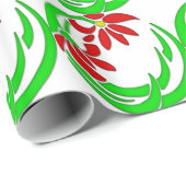 70er Retro Deko Blume Motif Geschenkpapier (Rolleneckpunkt)