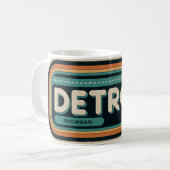 70er Retro Detroit Michigan Vintag Kaffeetasse (Vorderseite Links)