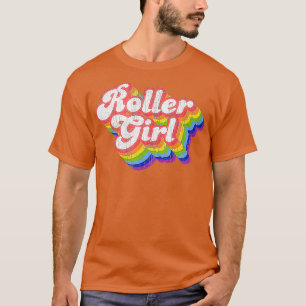 70er Retro-Disco-Regenbogen-Roller-Girl Roller T-Shirt