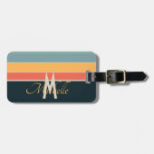 70er Retro farbige Streifen Anfangsbezeichnung und Gepäckanhänger (Vorderseite horizontal)