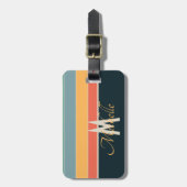 70er Retro farbige Streifen Anfangsbezeichnung und Gepäckanhänger (Vorderseite vertikal)