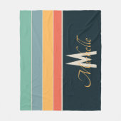 70er Retro farbige Stripnamen und Monogramm Fleecedecke (Vorderseite)
