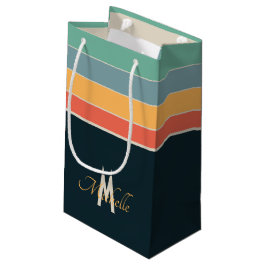 70er Retro farbige Stripnamen und Monogramm Kleine Geschenktüte