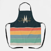 70er Retro farbige Stripnamen und Monogramm Schürze (Vorderseite)