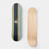 70er Retro farbige Stripnamen und Monogramm Skateboard (Vorderseite)