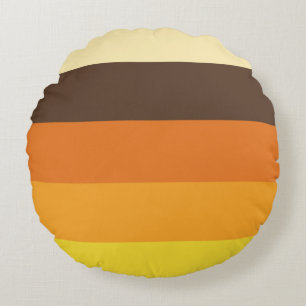 70er Retro-Farbmuster gestrichen Rundes Kissen