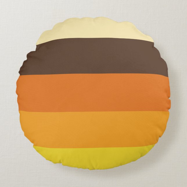 70er Retro-Farbmuster gestrichen Rundes Kissen (Vorderseite)