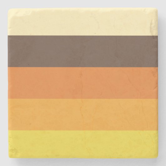 70er Retro-Farbmuster gestrichen Steinuntersetzer (Vorderseite)