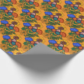 70er Retro Floral Gelber Kissen Geschenkpapier (Ecke)