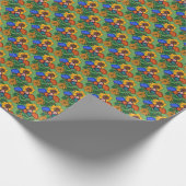 70er Retro Floral Green - Retro Mitte des Jahrhund Geschenkpapier (Ecke)