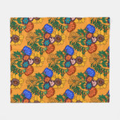 70er Retro Floral Yellow - Mittelalter Botan Fleecedecke (Vorderseite (Horizontal))