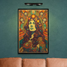 70er Retro Frau Portrait AI Art | Psychedelisch