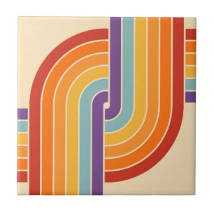 70er Retro Geometric Design Fliese