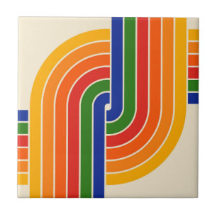 70er Retro Geometric Design Fliese