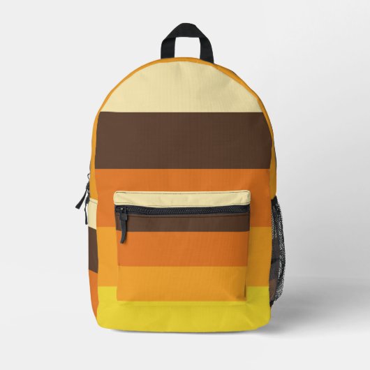 70er Retro gestreiftes Farbmuster Bedruckter Rucksack (Vorderseite)