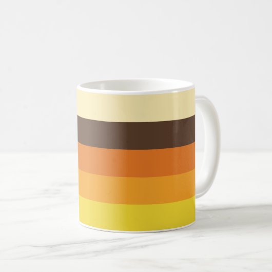 70er Retro gestreiftes Farbmuster Kaffeetasse (VorderseiteRechts)