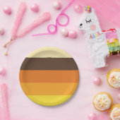 70er Retro gestreiftes Farbmuster Pappteller (Party)